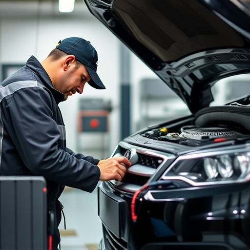 Image of a car undergoing diagnostic testing