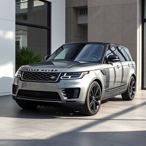 Sophisticated grey Range Rover parked in front of a modern home